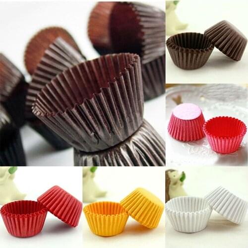 1000pcs Mini Size Chocalate Paper Liners Baking Muffin Cake Paper Cups Cake Forms Cupcake Cases Solid Color Party Tray Cake Mold
