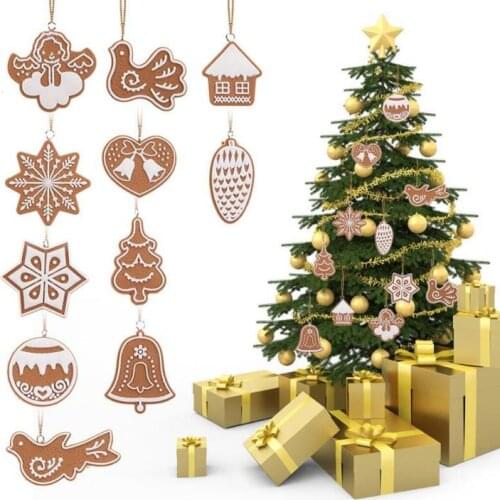 11 pcs/lot Hanging Ornament Snowflakes Decor Polymer Clay Drop Pendants Christmas Tree Baubles Decoration Enfeites Ornaments Set