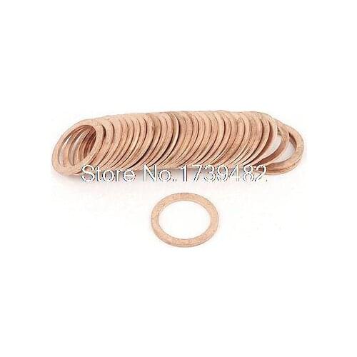 30pcs 12x16x1mm Copper Flat Washer Gasket Oil Brake Line Seal Fitting Fasteners