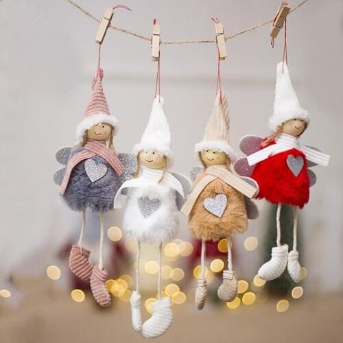 4pcs/lot Cute Girl With Pom Pom Ball Christmas Tree Hanging DIY Christmas Garland Supply New Year Gifts for Kids Xmas Home Decor
