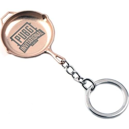 2017 New Design Game Playerunknowns Battlegrounds Pans Keychain High Quality Metal Key Ring Key Holder For Players Souvenir