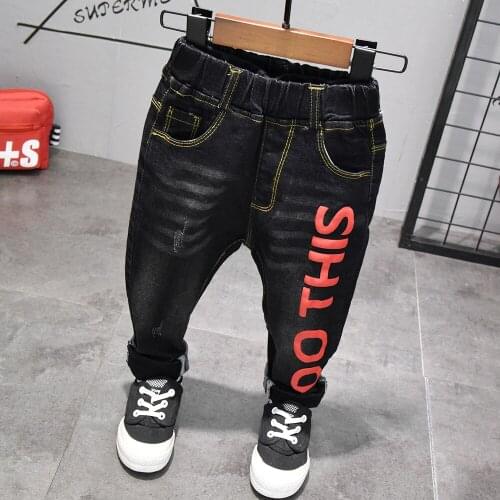 Kids pants Spring Autumn fashion print letter jeans boys pants casual outdoor full length baby cargo pants