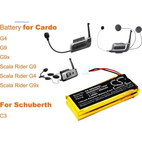 Cameron Sino 800mAh Battery BAT00002,BAT00004, WW452050-2P, ZN452050PC-1S2P for Cardo Scala Rider G4, G9, G9x, For Schuberth C3