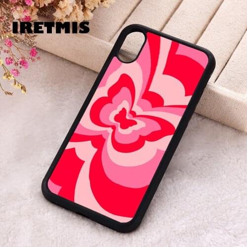 Iretmis 5 5S SE Phone Cover Case for iPhone 6 6S 7 8 Plus X Xs XR 11 12 Mini Pro Max butterfly pattern heart love infinity red