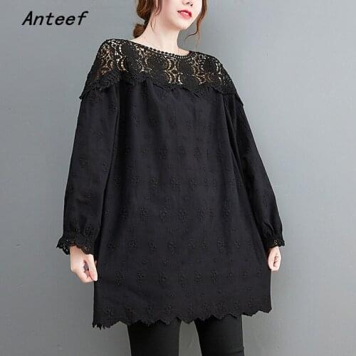 Long sleeve cotton lace oversized autumn korean fashion tshirt vintage tee t shirt casual loose top women 2021 t-shirts clothes