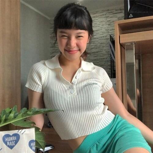 Corset Top Self Cultivation Letter Embroidery Pit bar Lapel Exposed Navel New Fashion Summer Crop Top