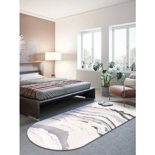 Modern White Grey Oval Carpet For Bedroom Home Bedside Long Floor Mat Living Room Sofa Rug Carpets Table Area Decor Cloakroom