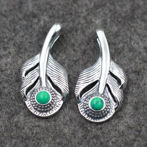 Takahashi Goro Retro Thai Silver S925 Sterling Silver Feather Turquoise Pendant Male And Female Style Pendant