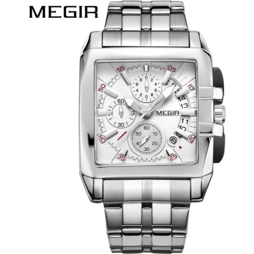 MEGIR 2021 Luxury Luminous Business Square Men Multifunctional Waterproof Fashion Six pin Quartz Mens Watches Erkek Saat 2018G