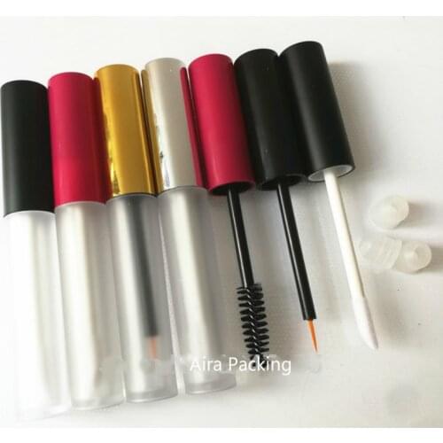 4ML 50pcs/lot Frosted Lip Gloss Tube with Red/Gold/Silver Cap Cosmetic Eyeliner Tube DIY Plastic Mascara Container