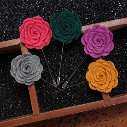 Fashion Jewelry Brooch Wholesale Brooch 5Pcs/Lot Accessories Fabric Flower Brooch Men Lapel Pin For Suits