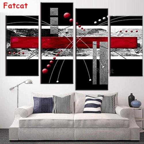 Red Black Grey Combined diy Diamond Embroidery 4 Piece Pattern Diamond Full Square/Round Drill Pictures of rhinestones PP1403