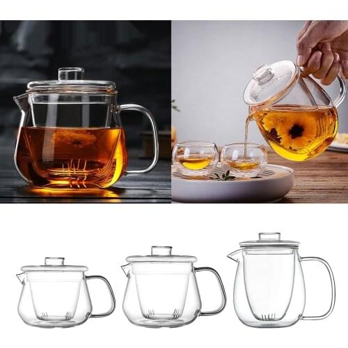 Clear Glass Teapot Kettle Tea Pot with Removable Tea Strainer Stovetop Safe