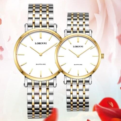 Switzerland Luxury Brand LOBINNI Man Watches 6 mm Ultra-thin Quartz Watch Men Fashion Sapphire Waterproof Couples Clock L3002