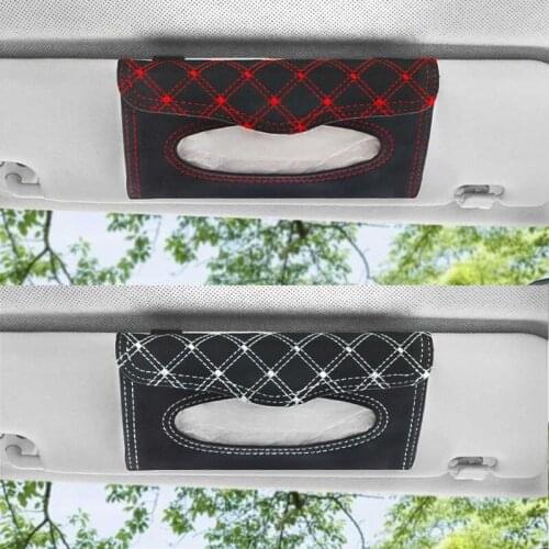 Convenient Car Tissue Bag Car Sun Visor Tissue Box Towel Sets Holder Auto Interi