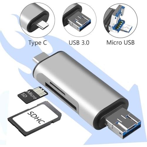 All In 1 Type C Card Reader for SD TF MicroSD Card Reader Micro USB OTG Adapter for Macbook Laptop PC for Android Phone Huawei