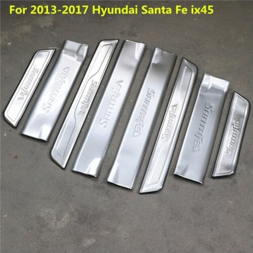 Stainless steel internal and external Scuff Plate/Door Sill For 2013-2017 Hyundai Santa Fe ix45