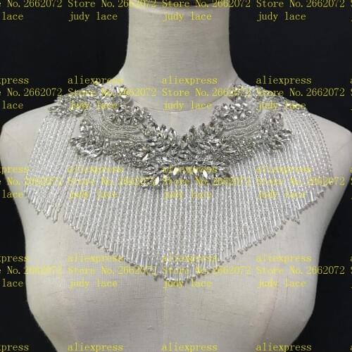 Stock 1piece/bag Silver tassel chest decoration hot diamond beads fashion accessories for the wedding dress festival dress