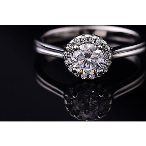 Round Moissanite Ring D Color Super White Ring for Women S925 Sterling Silver Rings with Certificate Drop Shipping