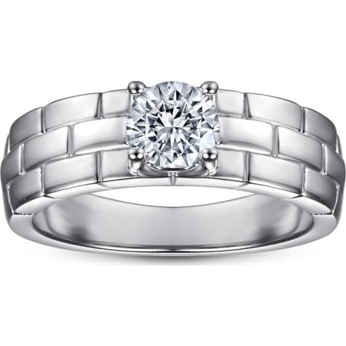 Megin D S925 Sterling Silver Wall 1 Carat Luxury Zircon Crystal Vintage Boho Rings for Women Wedding Couple Friends Gift Jewelry