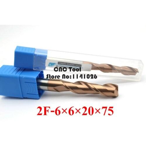 1PCS HRC60 Extend carbide alloy Milling cutter 2Flute 2F-6*6*20*75L, tungsten steel milling cutter,CNC milling tools,CNC machine