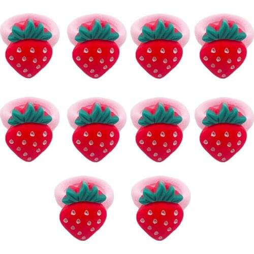 10pcs/Lot Strawberry Hair Tie Elastic Hair Bands New Cute Hairband For Newbron Baby Girls Hair Accessories Good Quanlity