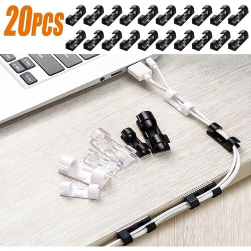 20Pcs Cable Organizer Cable Clips Self adhesive Wire Organizer Line Clip Buckle Clips Wall Holding Charging Data Line Wire Clamp
