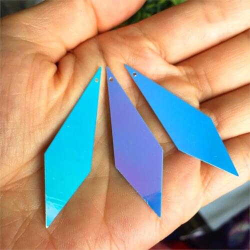 260pcs 15*50mm Big Diamond Shape Loose Large Sequins For Crafts With 1 Hole Sewing DIY Earring Garment Accessories Blue Spangles