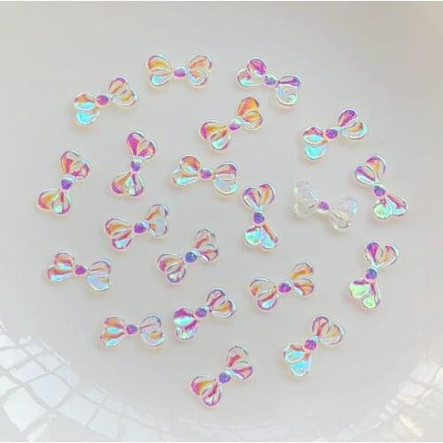 30PCS 6*11MM Transparent Crystal AB Butterfly Festival resin Rhinestone flower rhinestone art Deco accessories DIY manicure