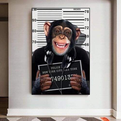 Abstract Monkey Criminal Canvas Painting Modern animal Posters and Prints Cuadros Wall Art Pictures for Living Room home Decor