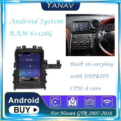 Android 2 Din Car Radio For Nissan GTR 2007-2016 GPS Navigation Stereo Receiver Built in Carplay Multimedia MP3 Player Head Unit
