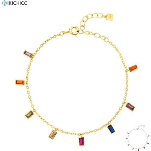 Kikichicc 100% 925 Sterling Silver Colorful Zircon Charm Bracelet 2020 Fashion Rock Punk Women Party Fine Jewelry 2020 New