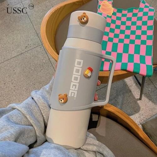 USSC Large Capacity Insulated Kettle Household Adult Hot Water Bottle Portable Outdoor Kettle Tea Bottle Cup Stainless HZ057