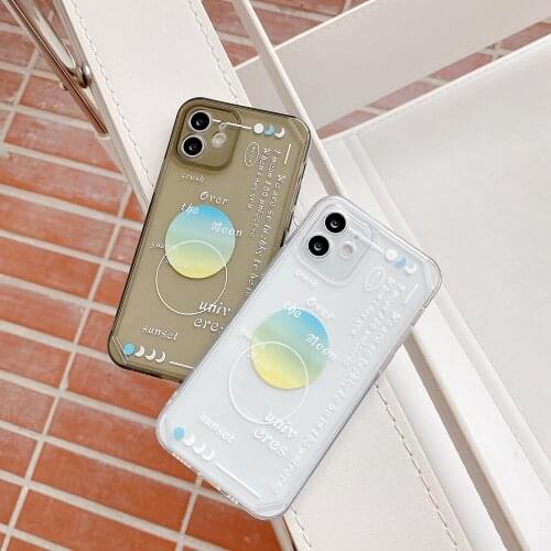 Original Gradient Moon Transparent Shockproof Silicone Case For iPhone 12 11 Pro Max 7 8 Plus XR X SE 2020 TPU Soft Cover Funda