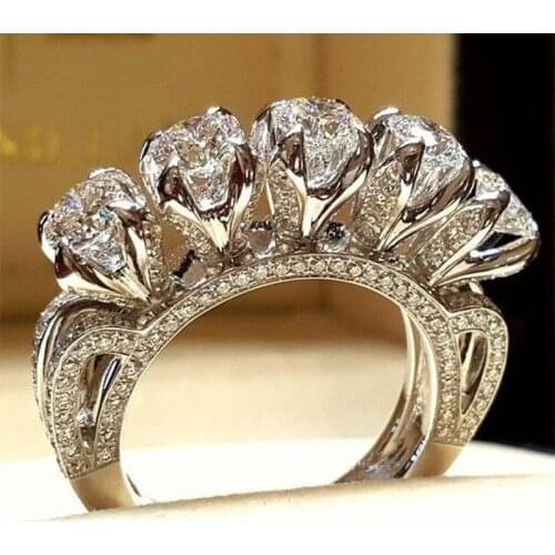 925 sterling silver Drilling engagement Rings for women Party gift for Ladies jewelry brand finger wholesale ring R5048