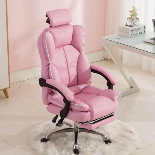 Home European-Style Leather Live Gaming Computer, Bedroom Study Lift and Reclining Backrest Office Chair