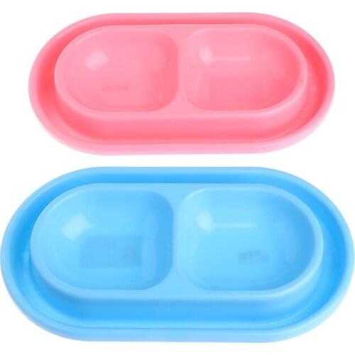 H051 Pet Feeding Double Bowls Plastic Anti Ants Food Water Feeder For Dogs Cats Puppy