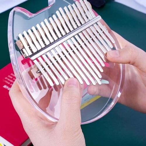 Kalimba 17 Key Thumb Piano Acrylic Clear Mbira with Bag Tuner Hammer Mbira Keyboard Musical Instrument Toys for Kids Beginner