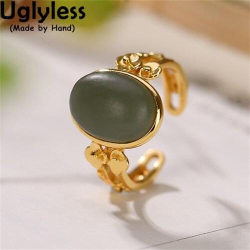Uglyless High-end Natural Morandi Blue Gemstones Rings for Women Hollow Exotic Dress Rings 925 Sterling Silver Vintage Jewelry