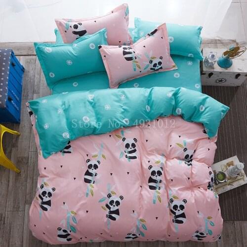 Cute Panda Unicorn Cartoon Bedding Sets Soft Duvet Cover Bed Sheet Pillowcase Bed Cover Linens Bedclothes Kids Baby Gift