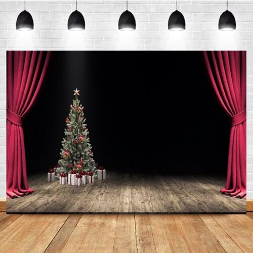 Laeacco Stage Vintage Floor Christmas Tree Gift Birthday Banner Portrait Backdrop Photographic Photo Background For Photo Studio