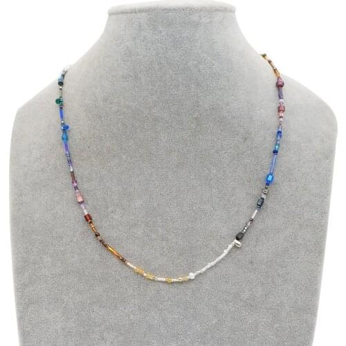 Fashion European Style Necklace Women Gold Plated Retro Colorful Miyuki Beaded Hand-woven Necklaces Romantic Womens Jewelry