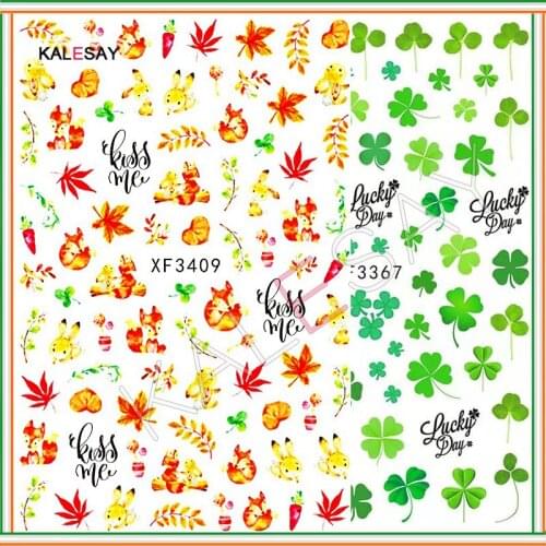 Autumn Leaves Nail Art Stickers for Design Manicure Decoration Decals Self Adhesive Designer Nail Art Decor Back Glue Accessory