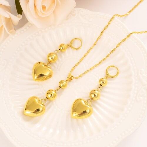 Wholesale Romantic big size Heart Simple Elegant gold High Quality Jewelry Sets For Girls/Women