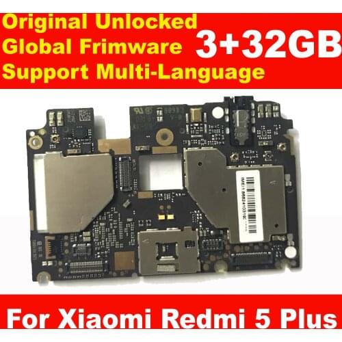 Original Unlocked Mainboard For Xiaomi Redmi 5 Plus 3GB 32GB ROM Full Chips Circuits Card Fee Motherboard Global Frimware 5plus