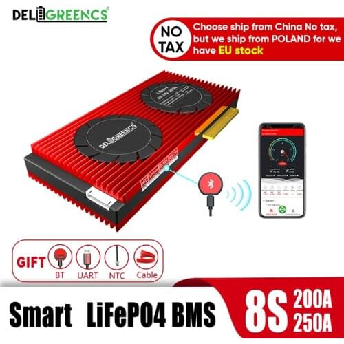 Ship From Poland 8S 200A 250A 24V LifePO4 Battery Management Smart Monitor With Bluetooth UART Cable for Lithium Battery Pack