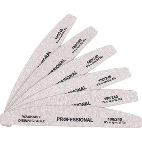 10pcs Wood Sandpaper Nail File 180/240 Professional Emery Board Manicure Buffer Grey Boat Double-sided Wooden Pedicure Buffers