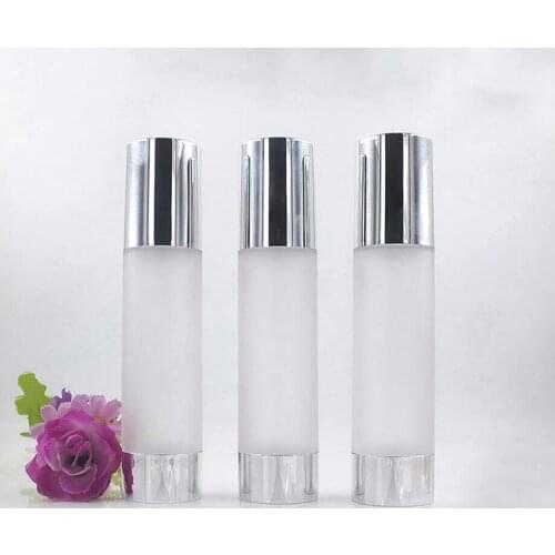 100ML plastic airless bottle shiny silver lid bottom lotion/emulsion/toner/serum/liquid foundation skin care Cosmetic Packaging