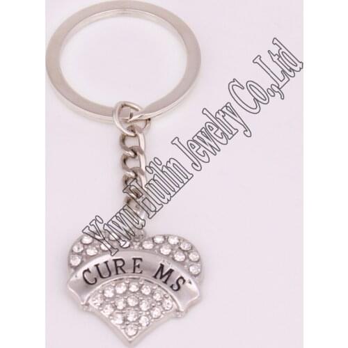 Rhodium plated zinc studded with sparkling crystal CURE MS pendant key chain
