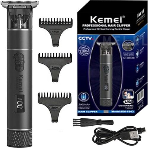 Kemei 1943 Pro LCD display professional hair trimmer for men electric beard hair clipper barber cordless haircut machine